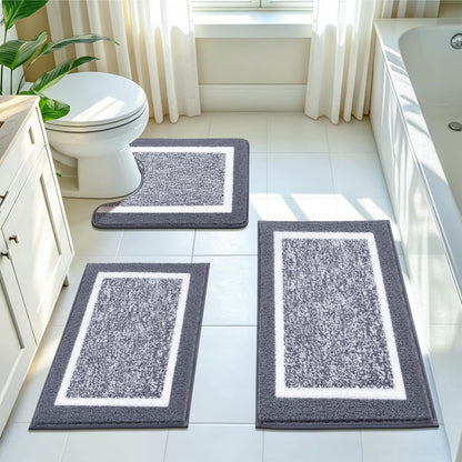 Shaggy Microfiber Bath Rug Set, 3 Piece