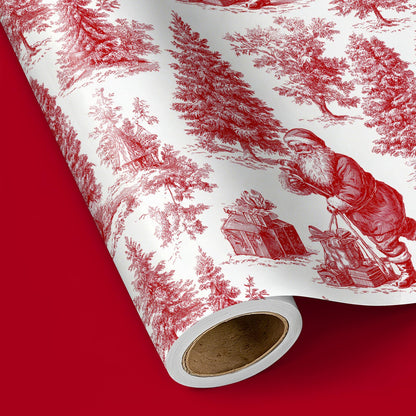 Reversible Toile Christmas Wrapping Paper