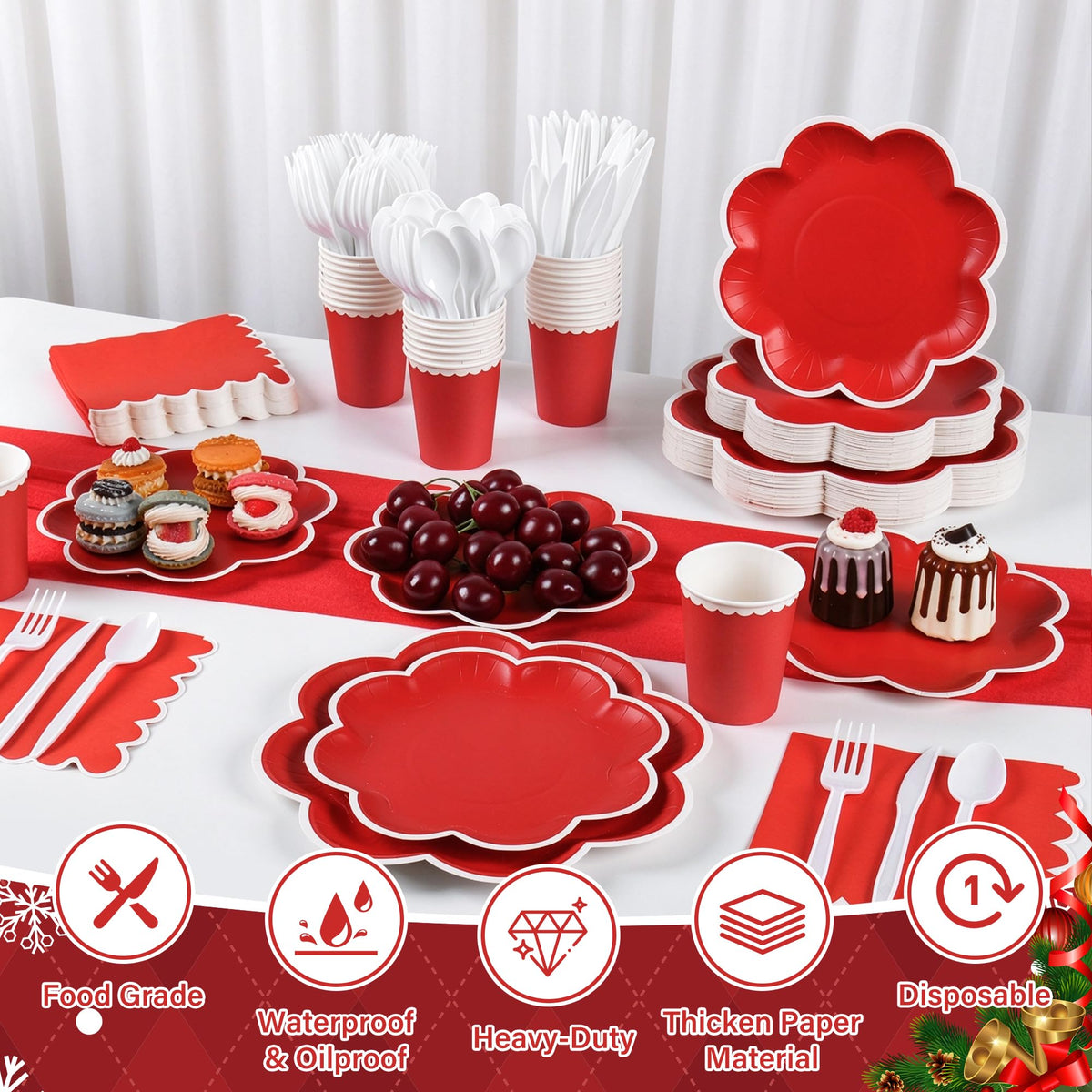 Blue and White Paper Tableware Set, Serves 50