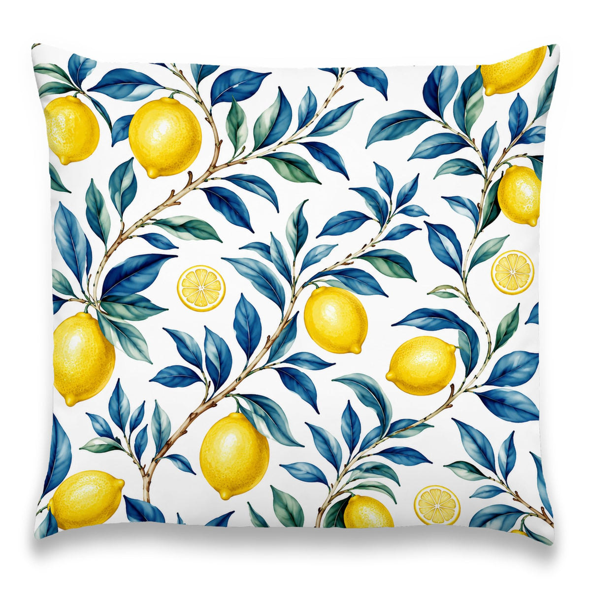 Blue Chinoiserie Bird and Peony Pillow Cover, 18x18