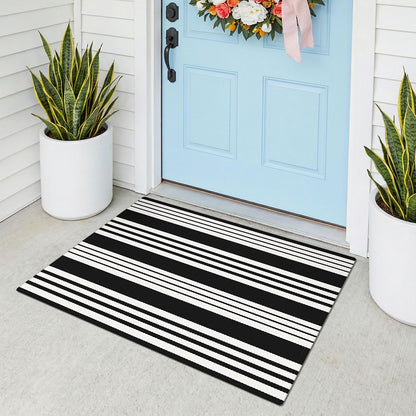 Navy and White Striped Cotton Rug, 28x43
