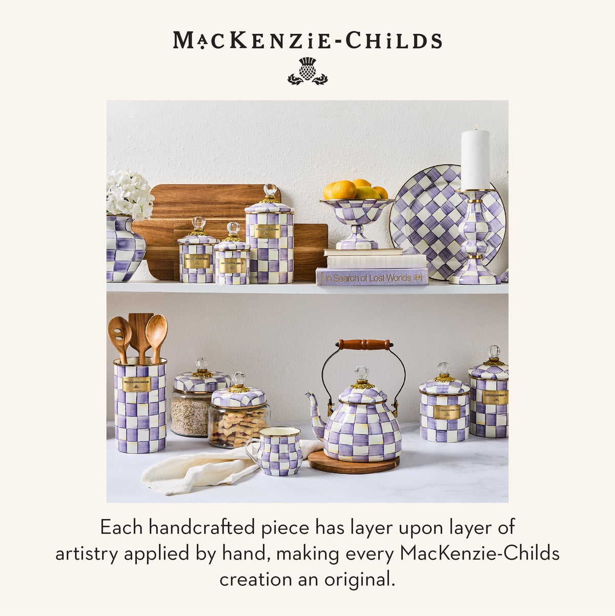 MacKenzie-Childs Two-Tier Sweet Stand, Royal Check