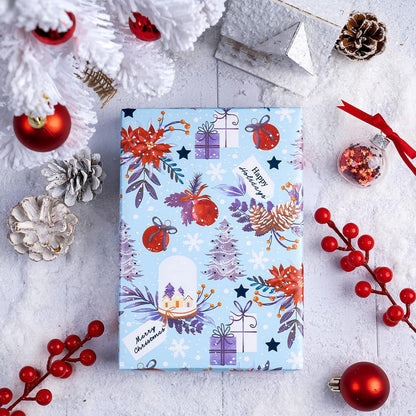 Christmas Wrapping Paper Rolls, Blue and Silver, 4 Rolls