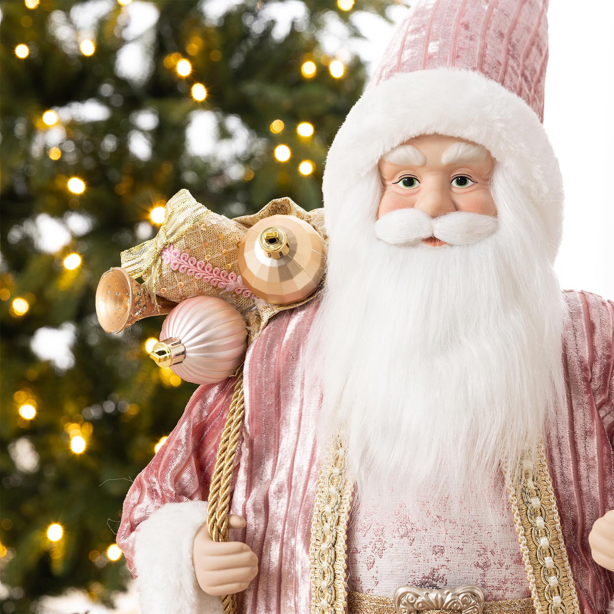 Blue Velvet Santa Figurine, 18 Inch