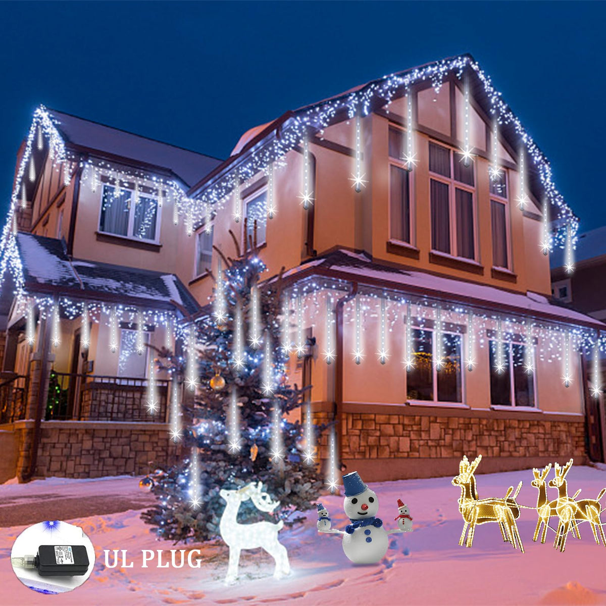 Blue Meteor Shower Christmas Lights, 8 Tubes