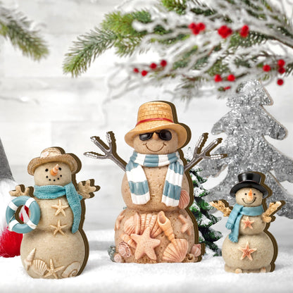 Chinoiserie Wooden Snowmen, Set of 3