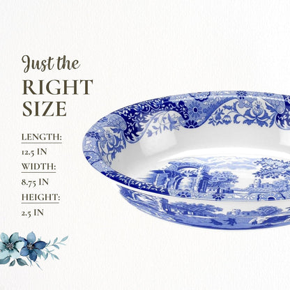 Spode Blue Italian Oval Platter, 12.5 in