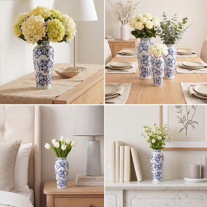 Set of 3 Blue and White Chinoiserie Vases