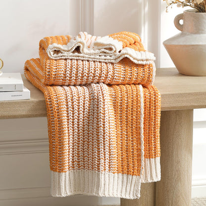 Checkered Knit Throw Blanket, Blue, 50 x 60 Inch