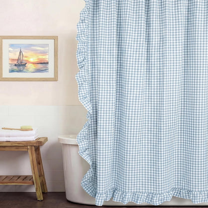 Ruffled Gingham Shower Curtain, 72 x 72