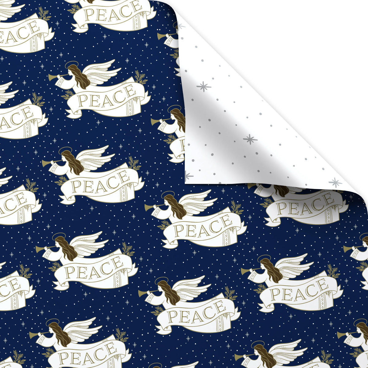 Navy and White Nativity Christmas Wrapping Paper
