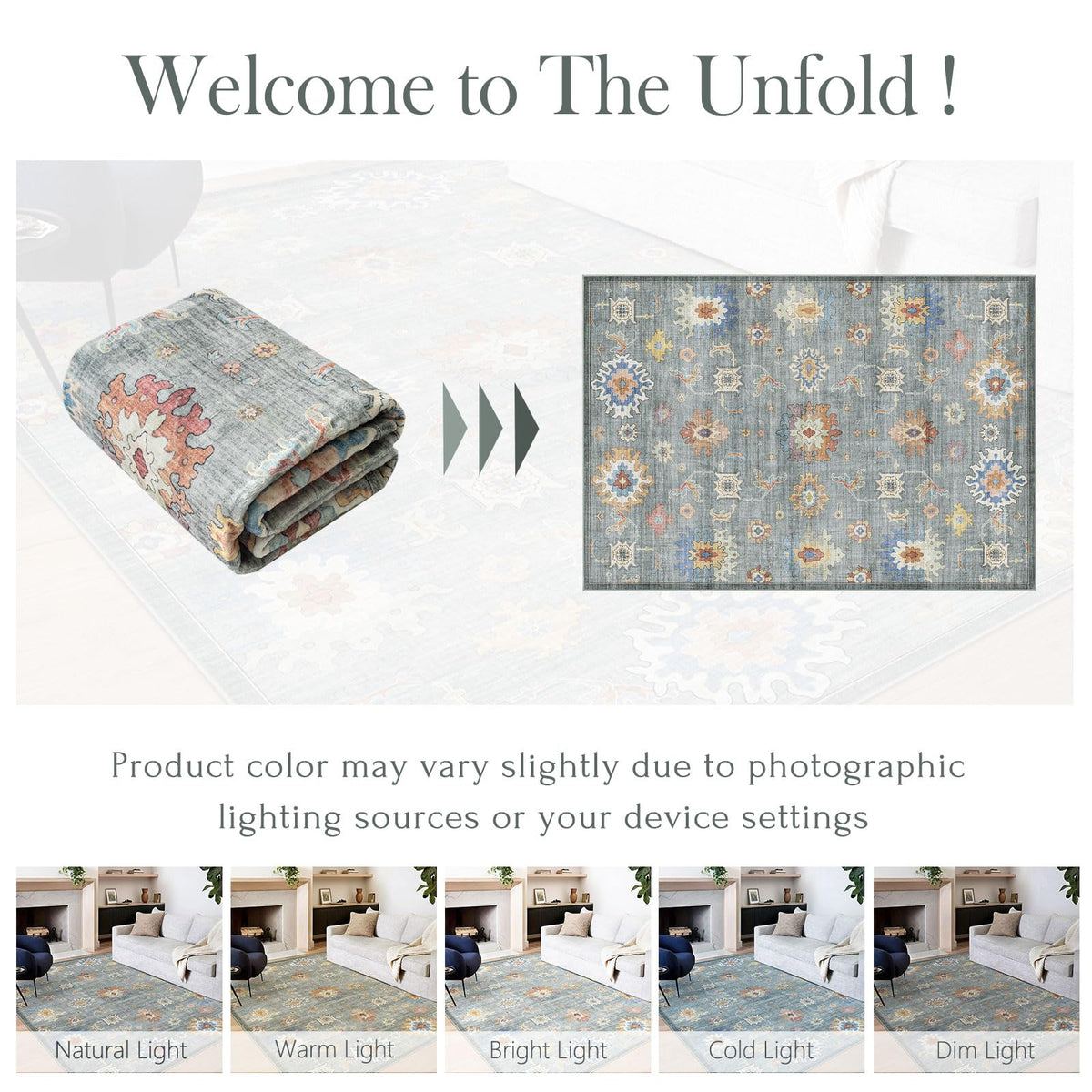 Washable Area Rug, Delft Blue Vintage Floral