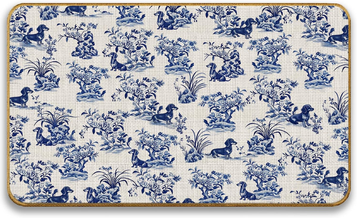 Chinoiserie Dachshund Doormat, 17 x 30 Inch