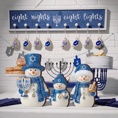 Chinoiserie Wooden Snowmen, Set of 3