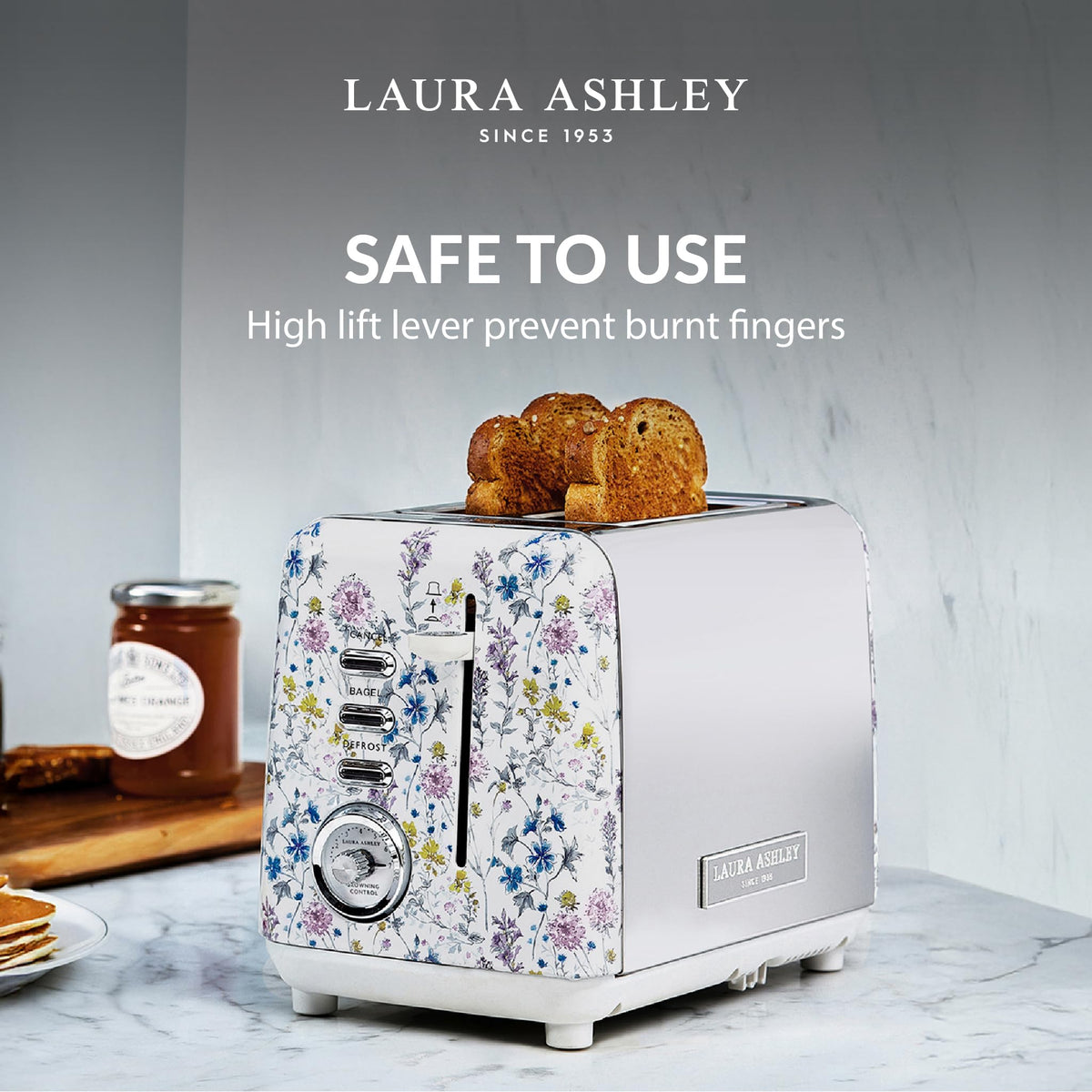 Laura Ashley Wide Slot 2-Slice Toaster