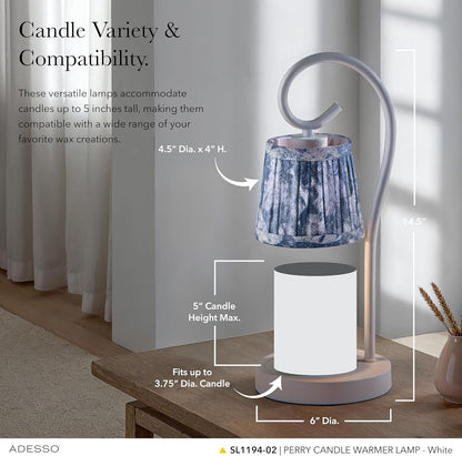 Adesso Blue Floral Candle Warmer Lamp