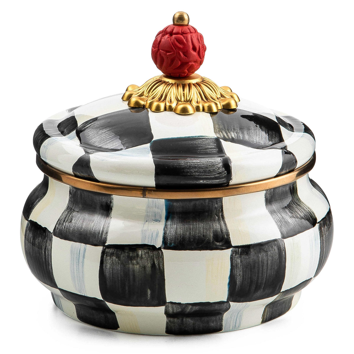 MacKenzie-Childs Enamel Squashed Pot, Royal Check
