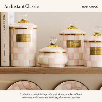 MacKenzie-Childs Enamel Squashed Pot, Royal Check