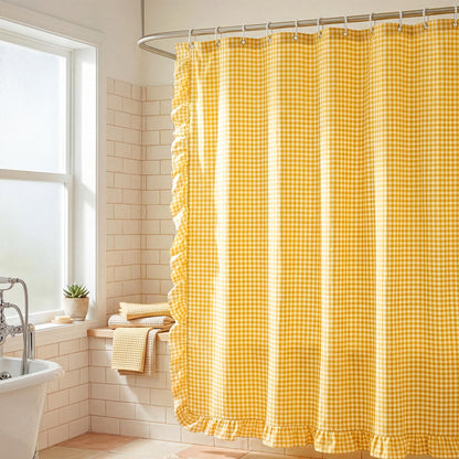 Ruffled Gingham Shower Curtain, 72 x 72