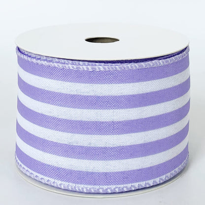 Royal Blue and White Striped Wired Ribbon, 2.5 Inch