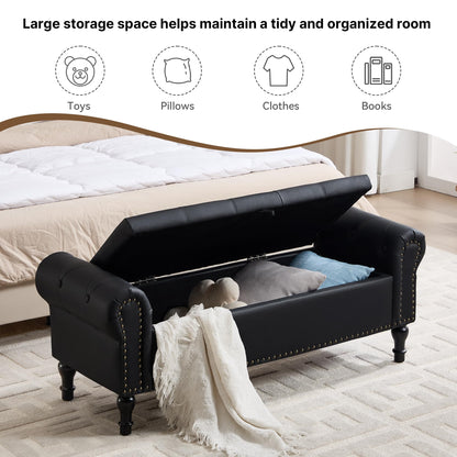 Navy Velvet Tufted Storage Bench