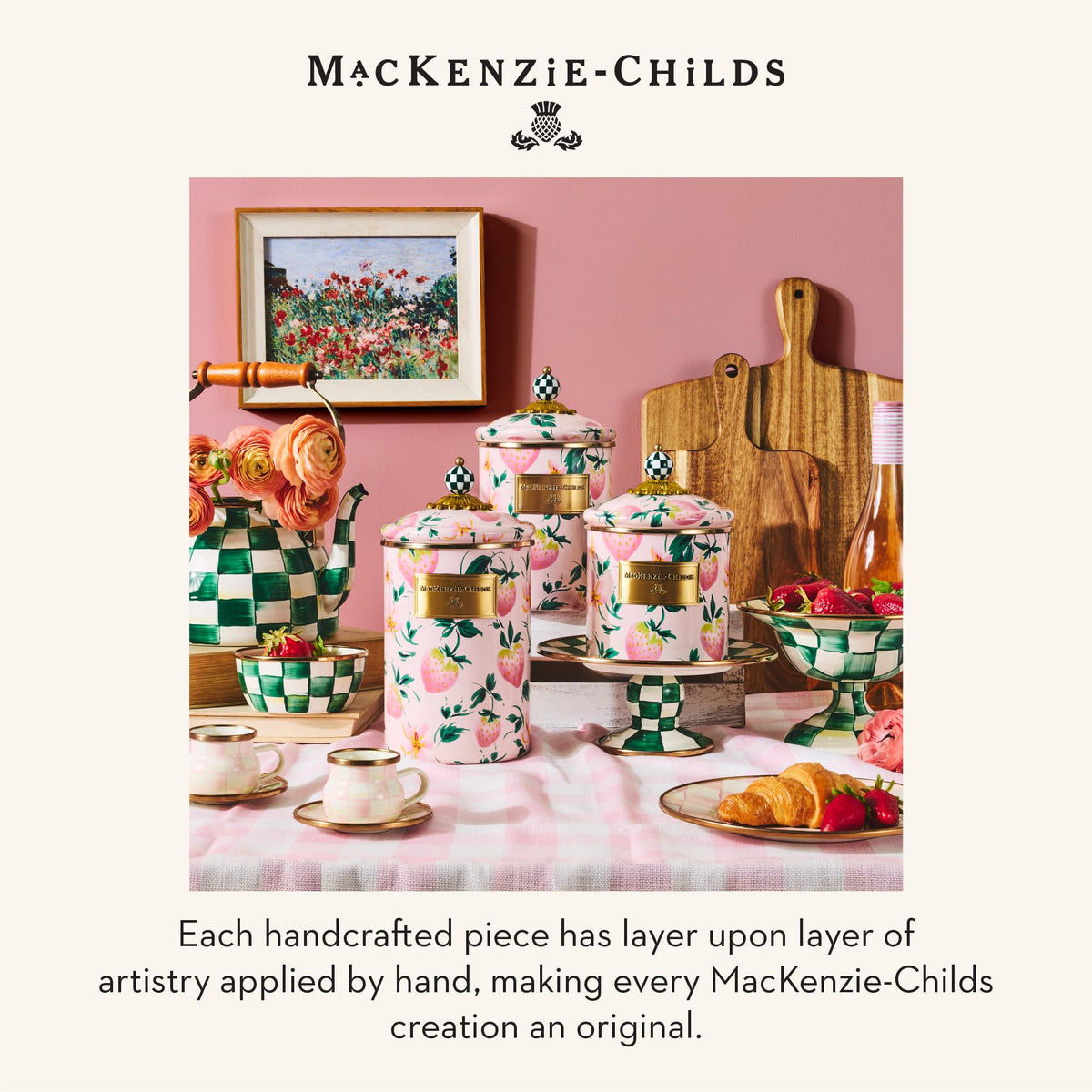 MacKenzie-Childs Enamel Canister Set, Royal Check