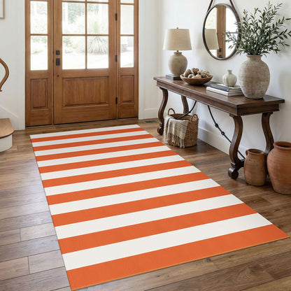 Navy and White Striped Cotton Rug, 28x43