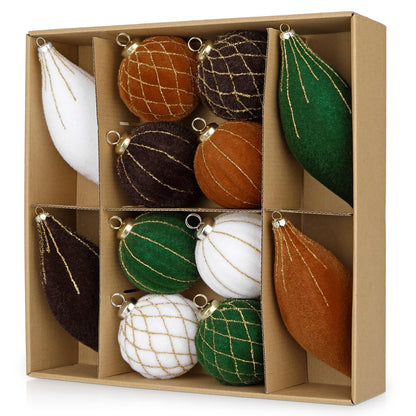 Royal Blue Velvet Christmas Ornament Balls, Set of 12