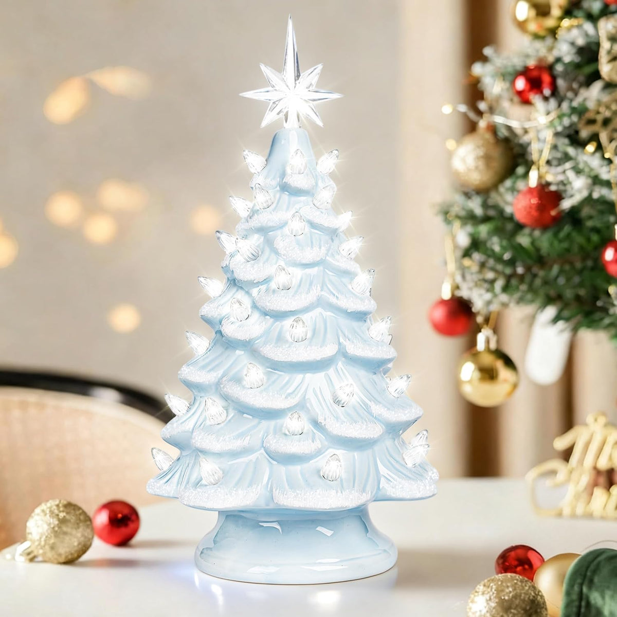Lighted Ceramic Christmas Tree, 13 Inch