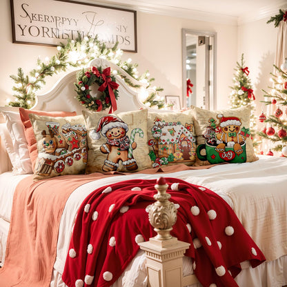 Navy Velvet Christmas Pillow Covers, Set of 4