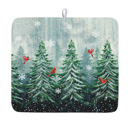 Blue Chinoiserie Floral Dish Drying Mat