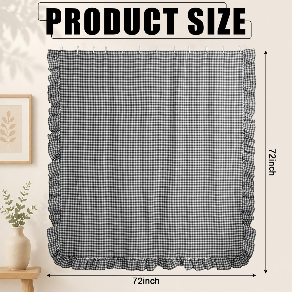 Ruffled Gingham Shower Curtain, 72 x 72