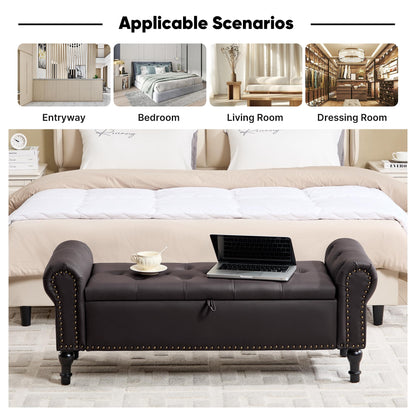 Navy Velvet Tufted Storage Bench
