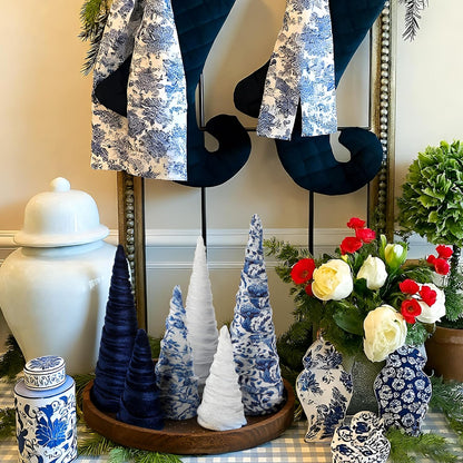 Chinoiserie Velvet Christmas Trees, Set of 6