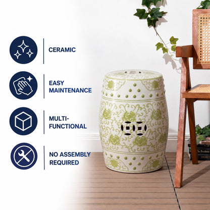Jonathan Y Lotus Chinoiserie Garden Stool, 17.75"