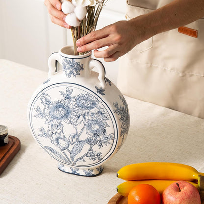 Large Blue and White Chinoiserie Vase