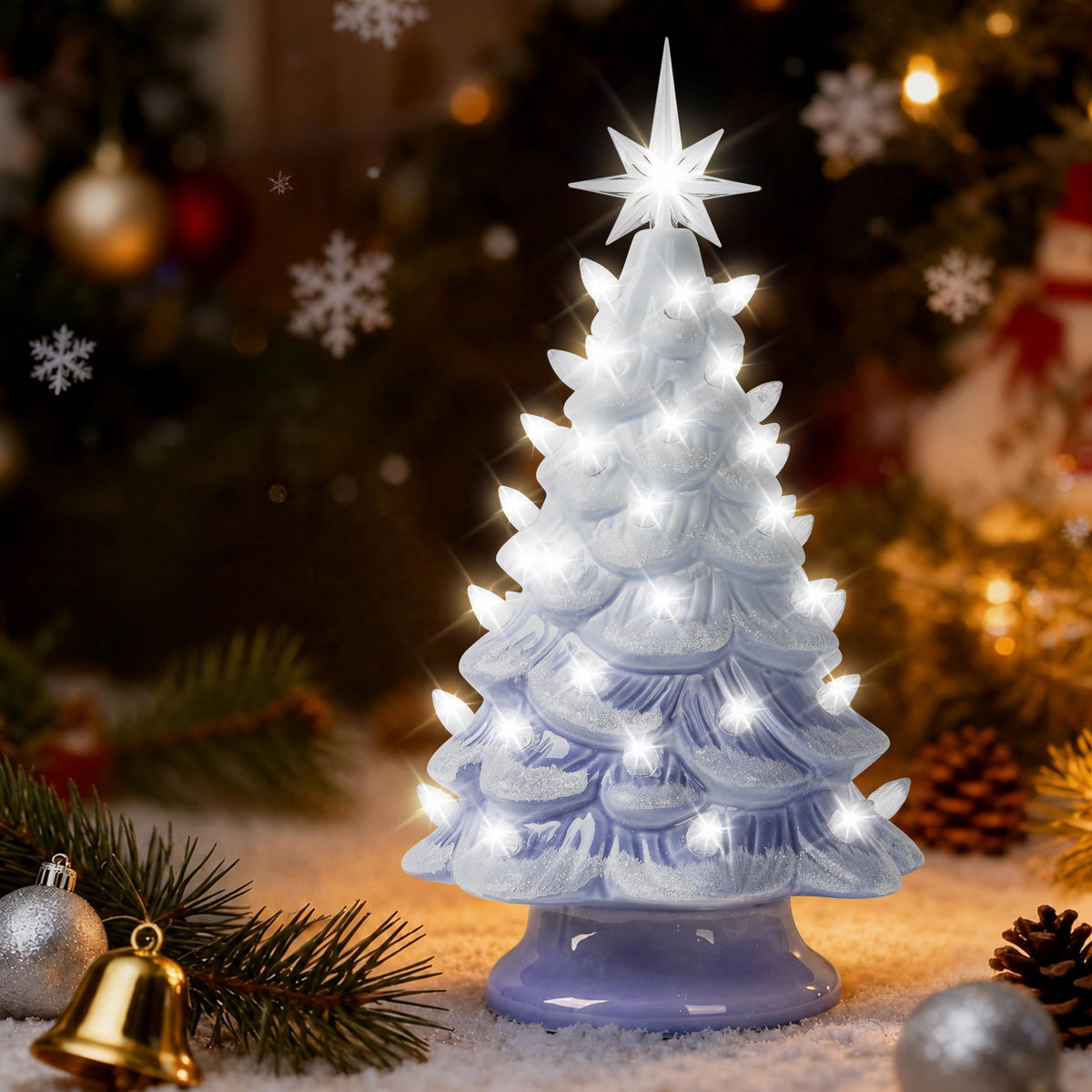 Lighted Ceramic Christmas Tree, 13 Inch