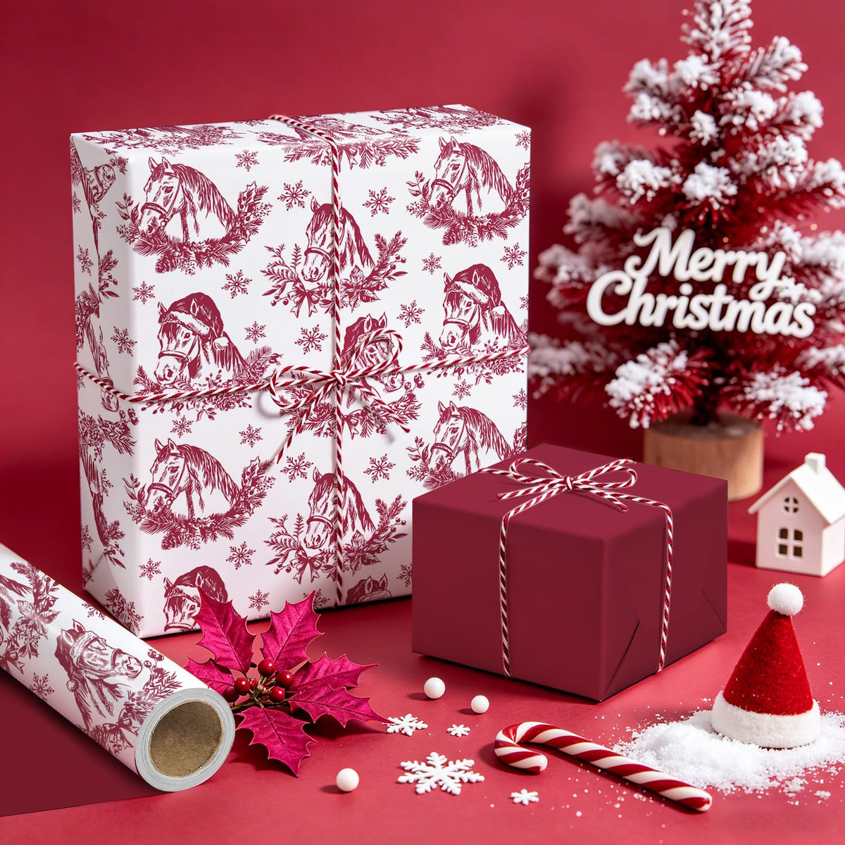 Blue Toile Christmas Wrapping Paper