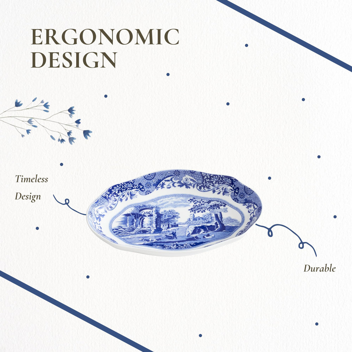 Spode Blue Italian Pickle Dishes, Set of 2