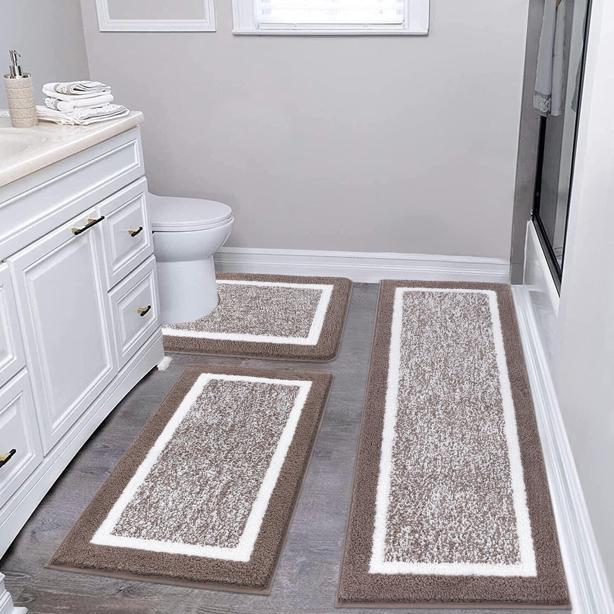 Shaggy Microfiber Bath Rug Set, 3 Piece
