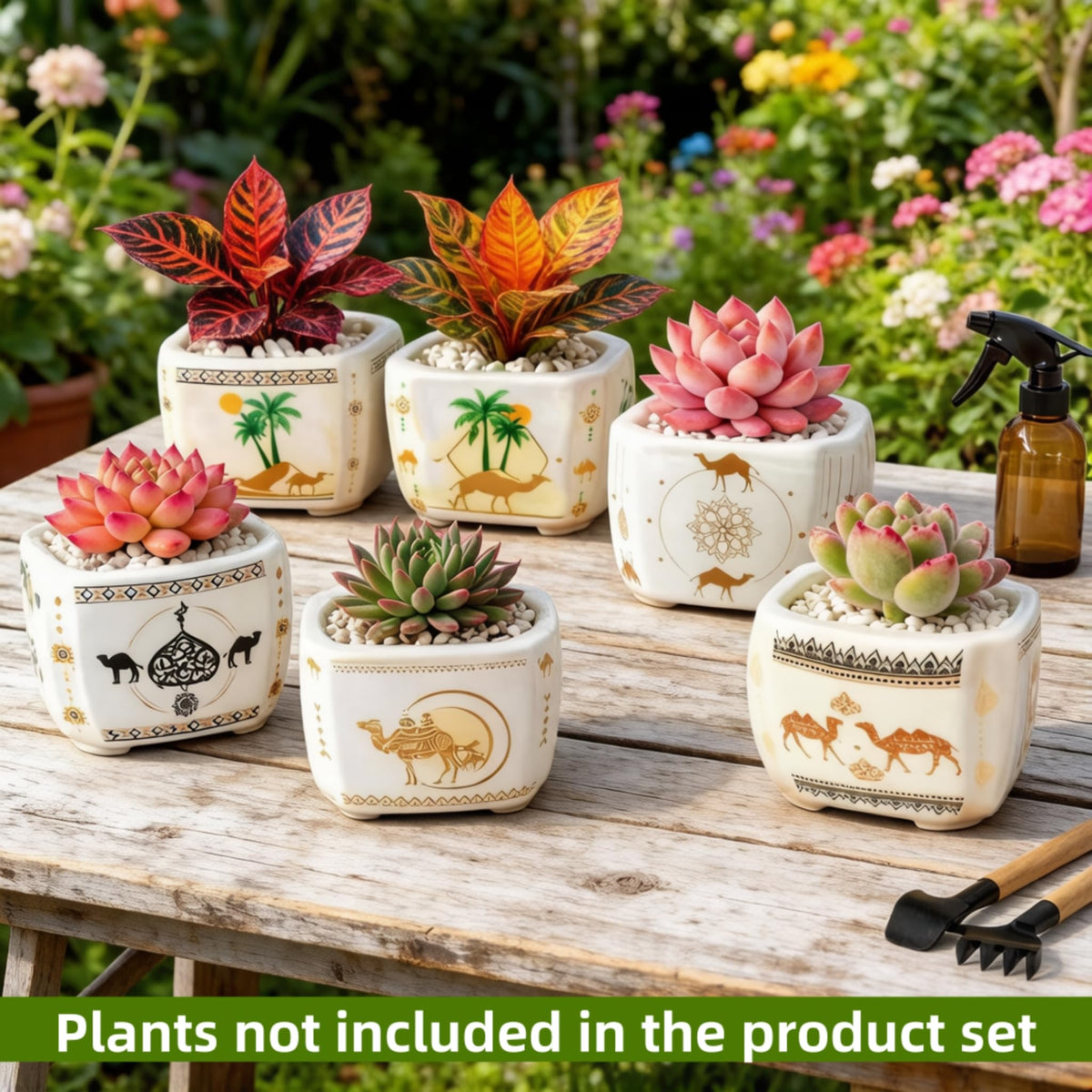 Blue and White Succulent Planters, Set of 6