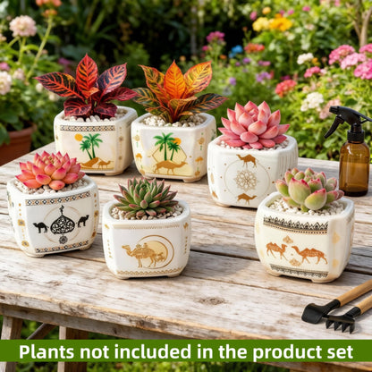 Blue and White Succulent Planters, Set of 6