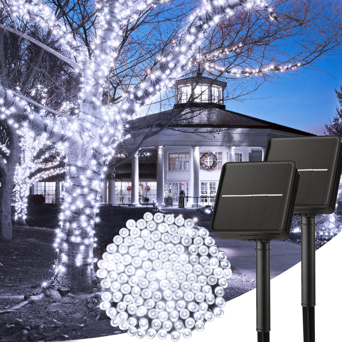 Solar Christmas String Lights, 100 LED, 40 ft