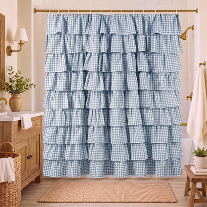 Ruffled Gingham Shower Curtain, 72 x 72