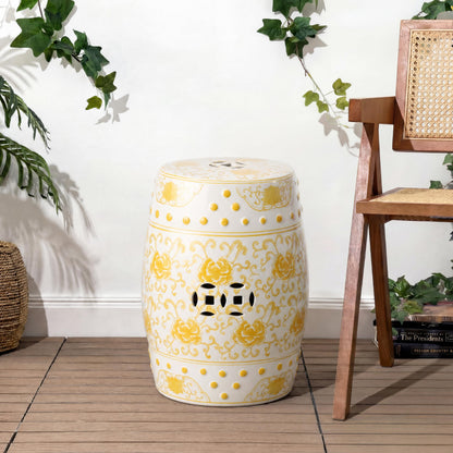 Jonathan Y Lotus Chinoiserie Garden Stool, 17.75"