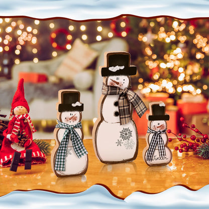 Chinoiserie Wooden Snowmen, Set of 3