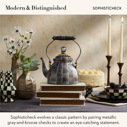 MacKenzie-Childs Enamel Squashed Pot, Royal Check