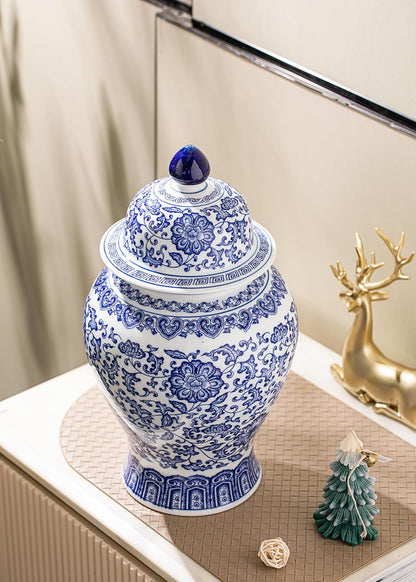 Blue and White Ginger Jar, 9.8 or 15 Inch
