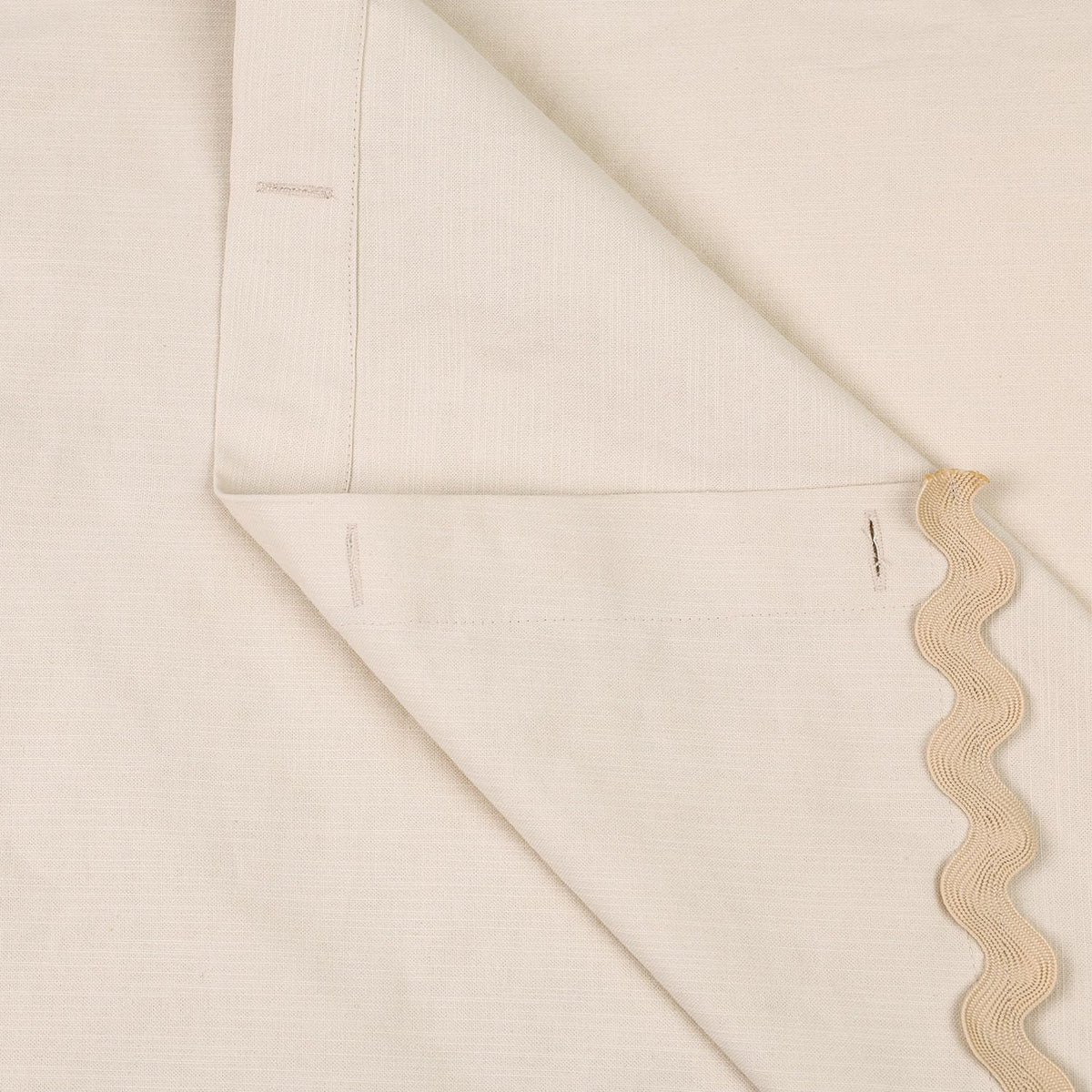 Scalloped Cotton Shower Curtain, White and Blue