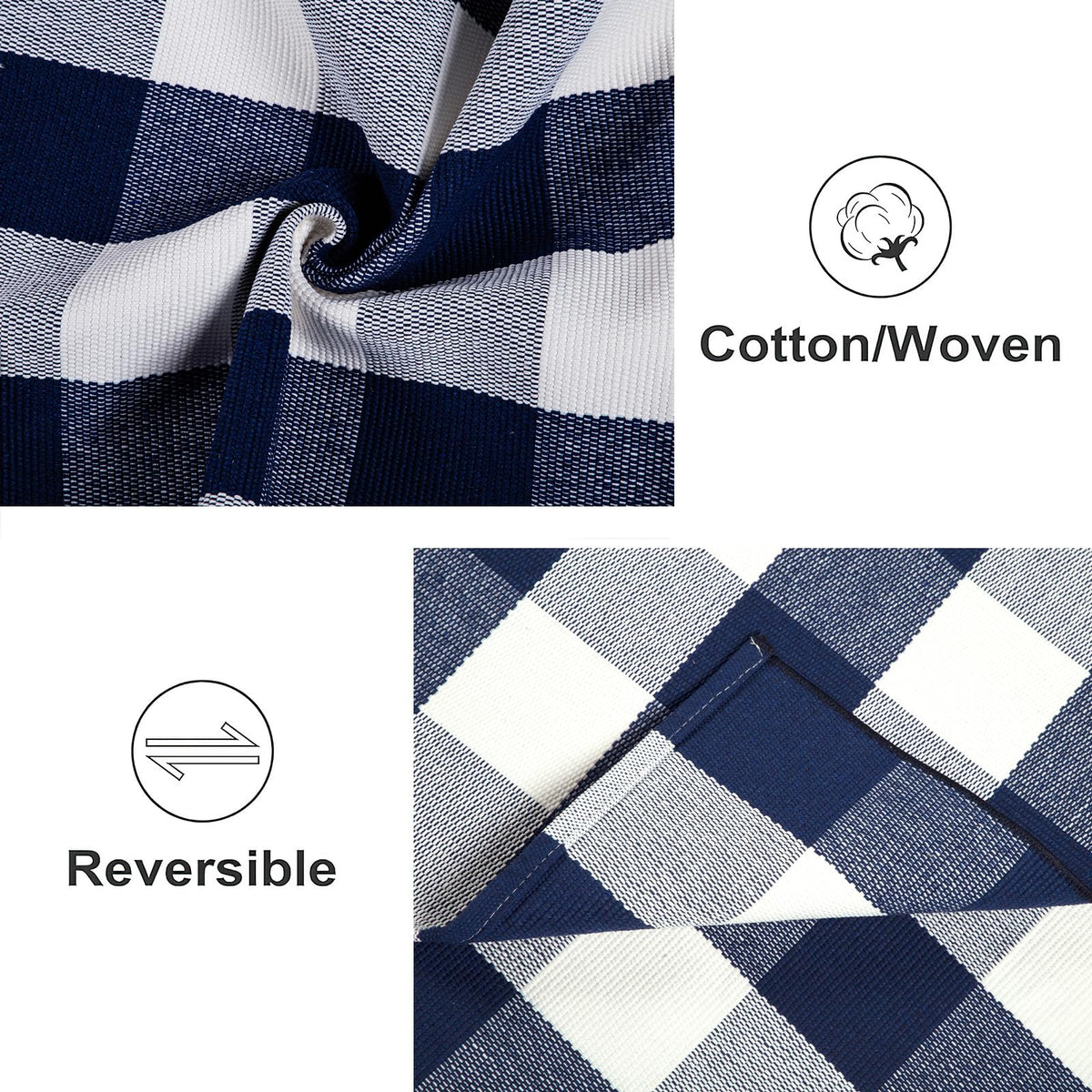 Light Blue Buffalo Plaid Cotton Door Mat, 24x35